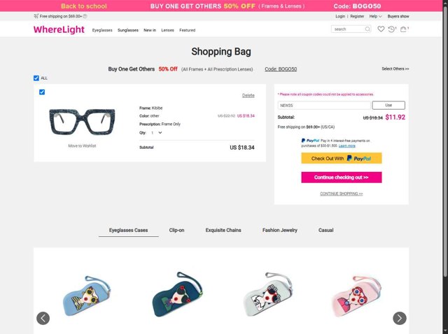 WhereLight checkout page showing WhereLight promo code box | Screenshot taken by SimplyCodes community member on Aug 30, 2025