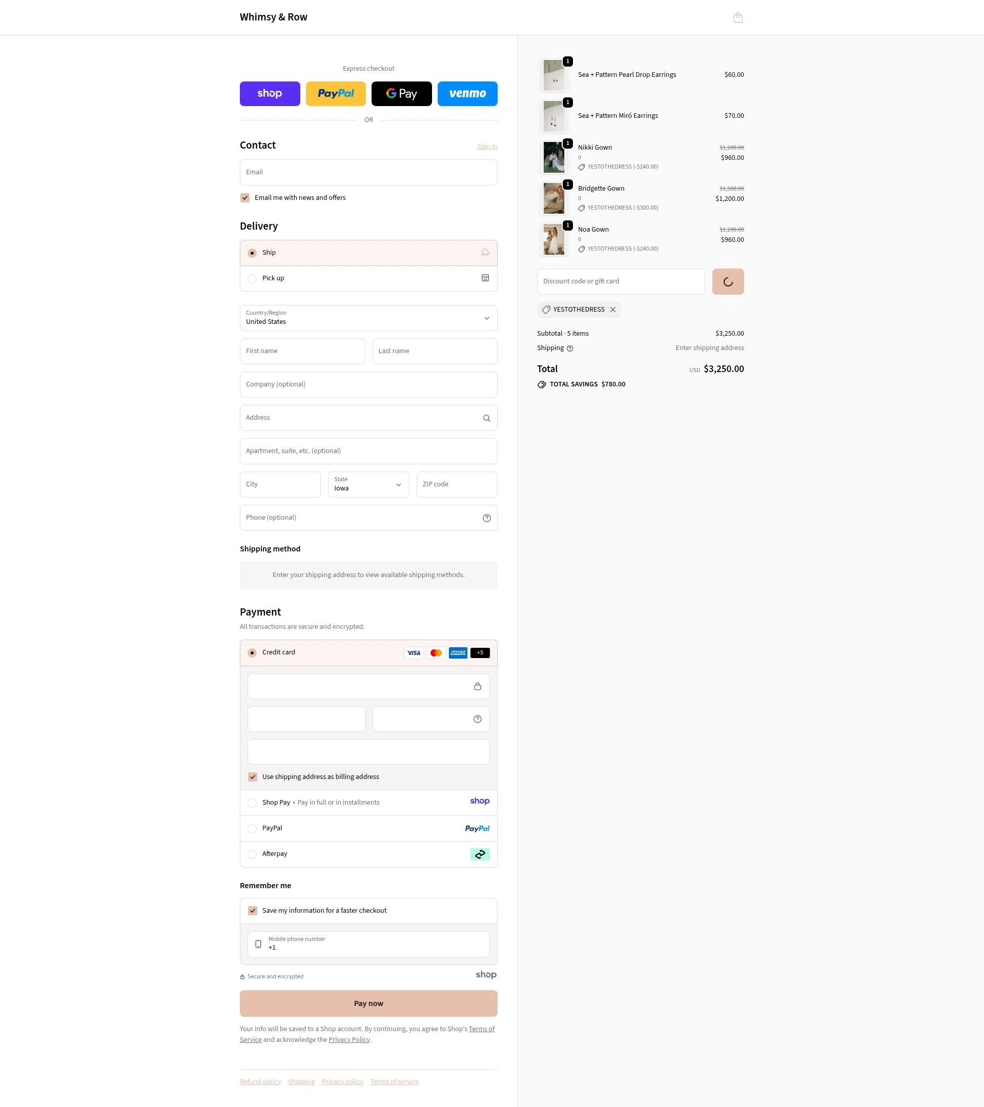 Whimsy & Row checkout page showing Whimsy & Row promo code box | Screenshot taken by SimplyCodes community member on Jan 2, 2026