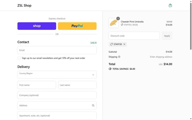 Whipsnade Zoo checkout page showing Whipsnade Zoo discount code box | Screenshot taken by SimplyCodes community member on Sep 3, 2025