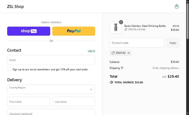 Whipsnade Zoo checkout page showing Whipsnade Zoo discount code box | Screenshot taken by SimplyCodes community member on Aug 9, 2025