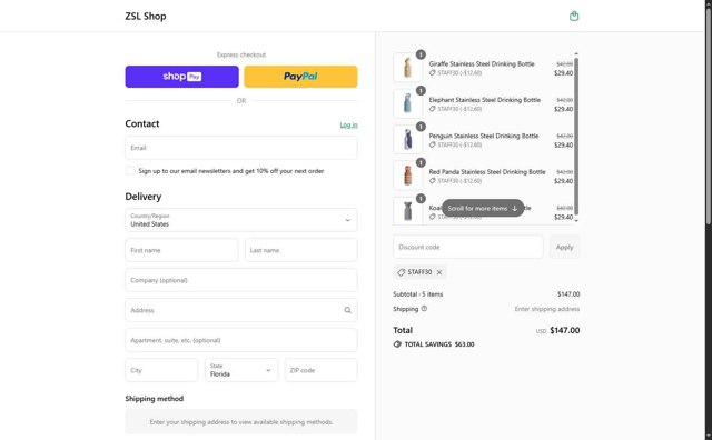 Whipsnade Zoo checkout page showing Whipsnade Zoo discount code box | Screenshot taken by SimplyCodes community member on Aug 19, 2025