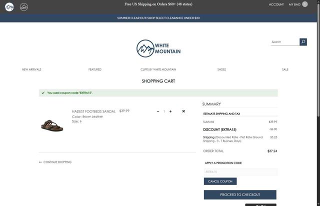 White Mountain checkout page showing White Mountain discount code box | Screenshot taken by SimplyCodes community member on Sep 4, 2025