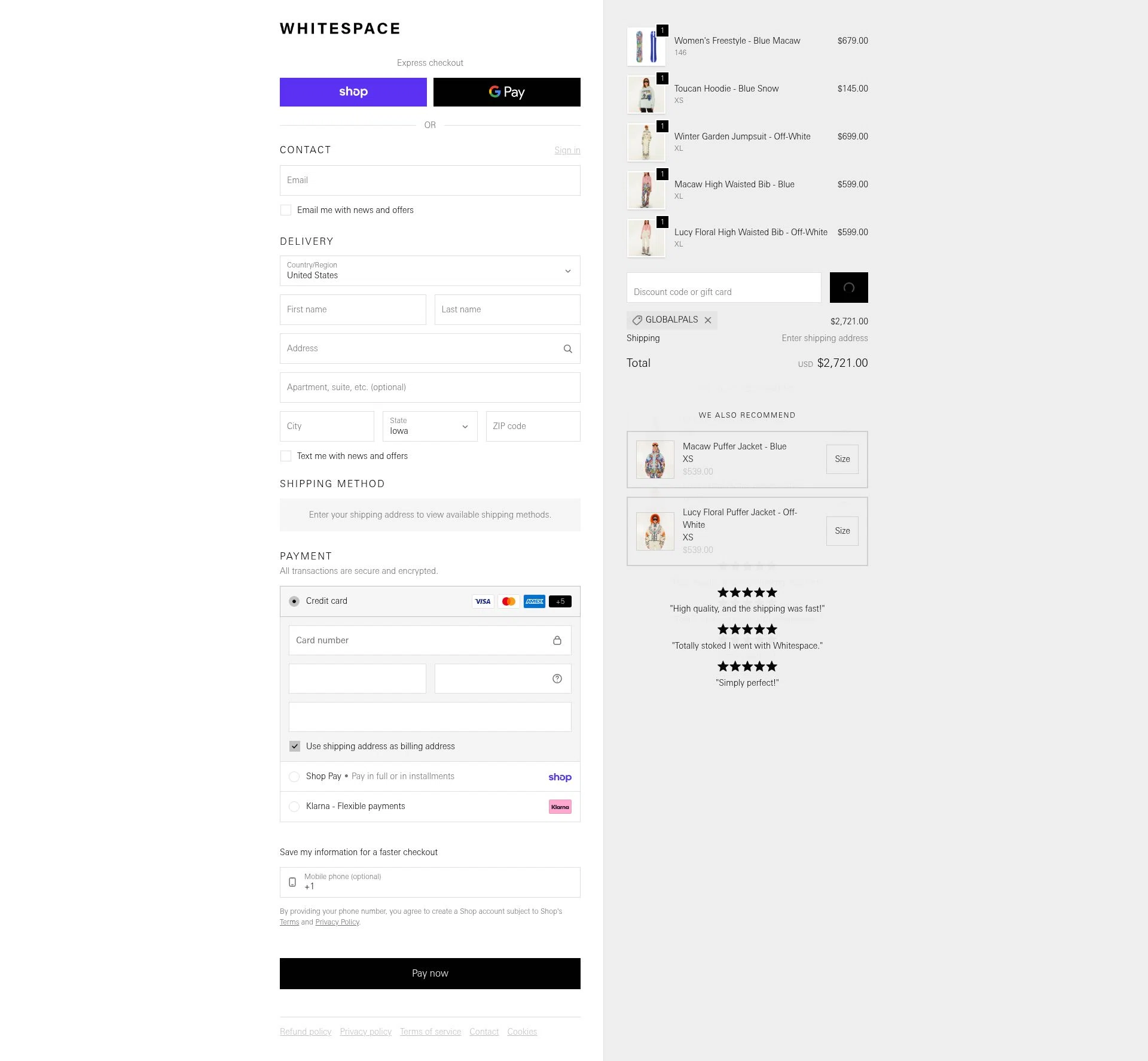 Whitespace checkout page showing Whitespace discount code box | Screenshot taken by SimplyCodes community member on Feb 13, 2026