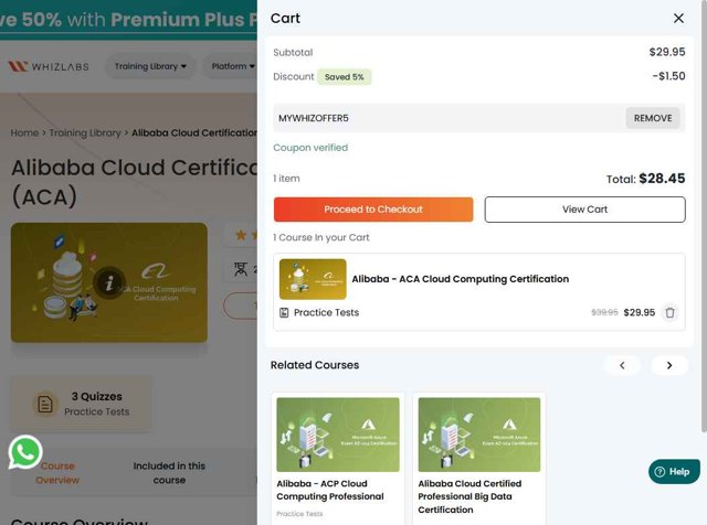 Whizlabs checkout page showing Whizlabs promo code box | Screenshot taken by SimplyCodes community member on Sep 2, 2025