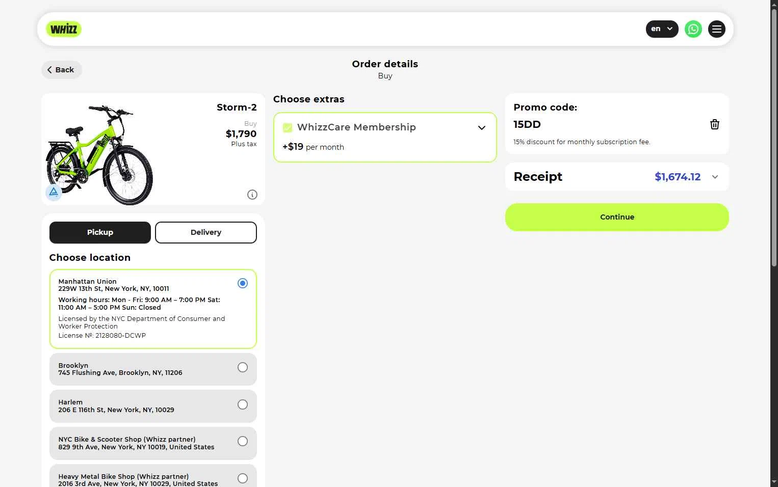 Whizz Bike checkout page showing Whizz Bike promo code box | Screenshot taken by SimplyCodes community member on Jan 4, 2026
