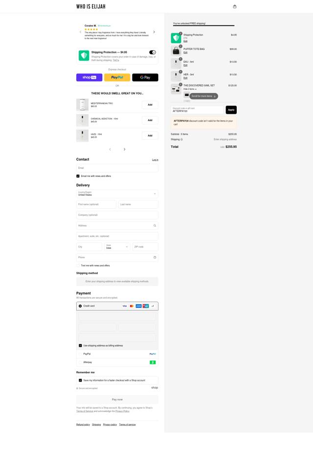Who Is Elijah checkout page showing Who Is Elijah promo code box | Screenshot taken by SimplyCodes community member on Aug 16, 2025