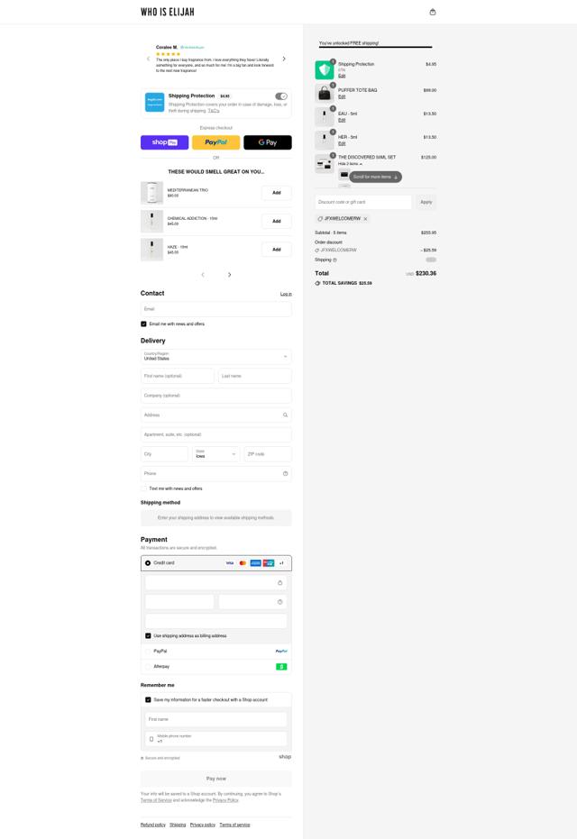 Who Is Elijah checkout page showing Who Is Elijah promo code box | Screenshot taken by SimplyCodes community member on Aug 26, 2025