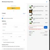 Wholesale Hemp Farms coupon verification screenshot