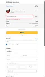 Wholesale Hemp Farms coupon verification screenshot