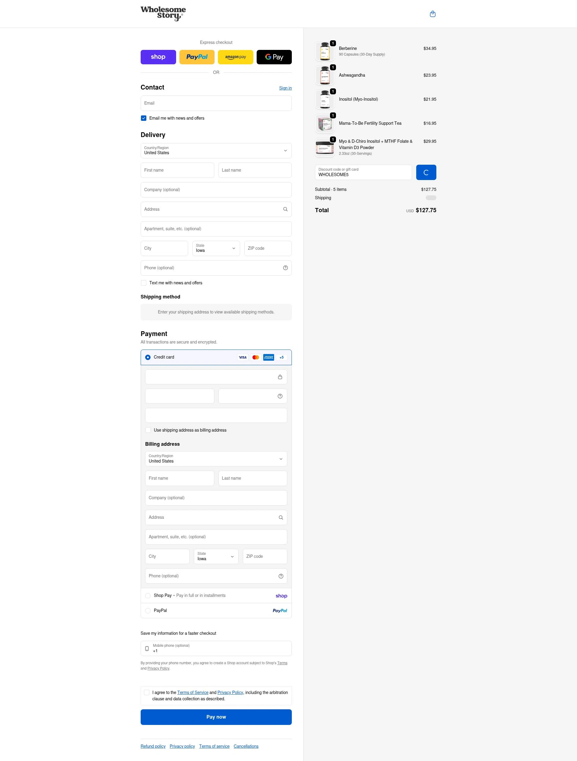 Wholesome Story checkout page showing Wholesome Story discount code box | Screenshot taken by SimplyCodes community member on Feb 2, 2026