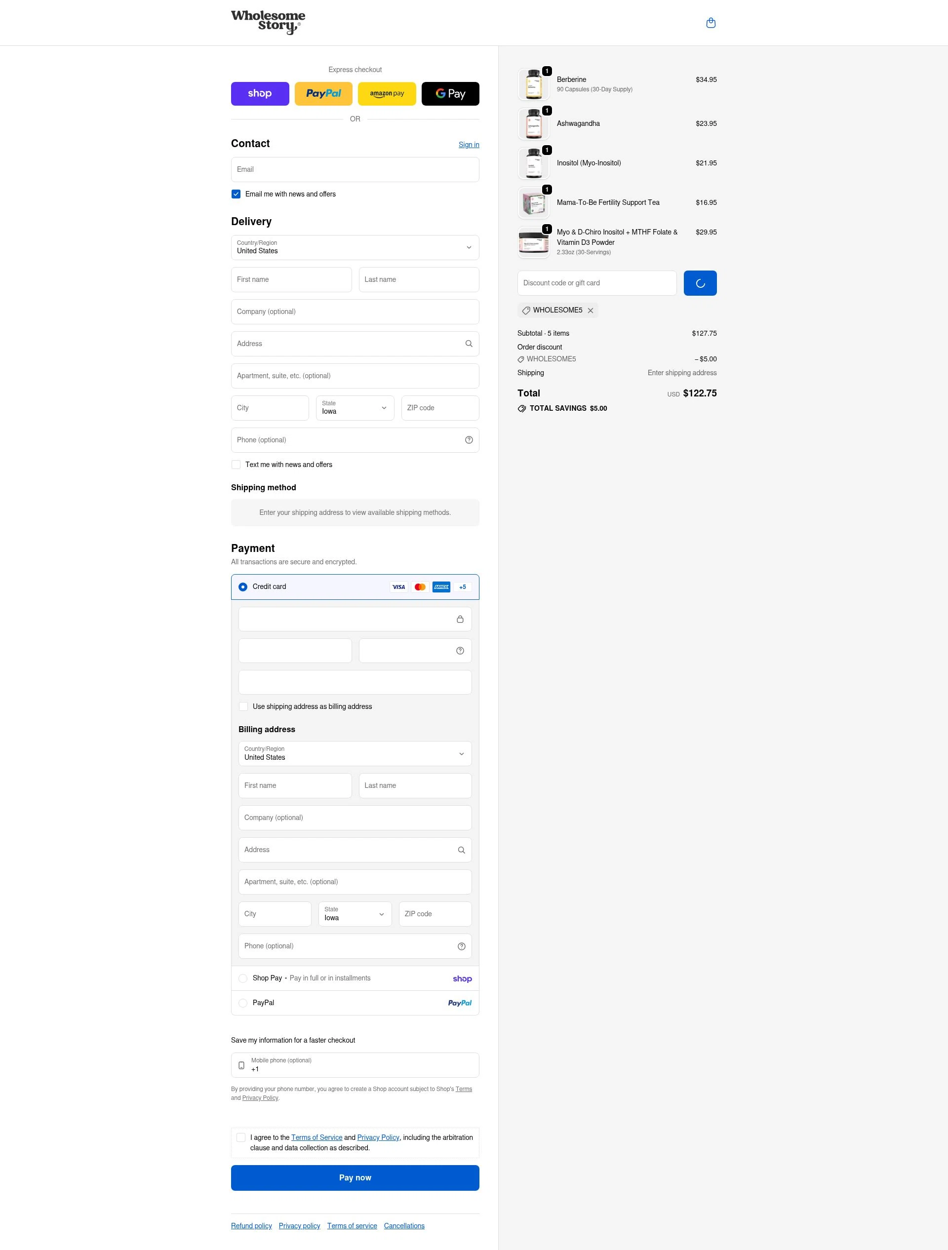 Wholesome Story checkout page showing Wholesome Story discount code box | Screenshot taken by SimplyCodes community member on Feb 6, 2026