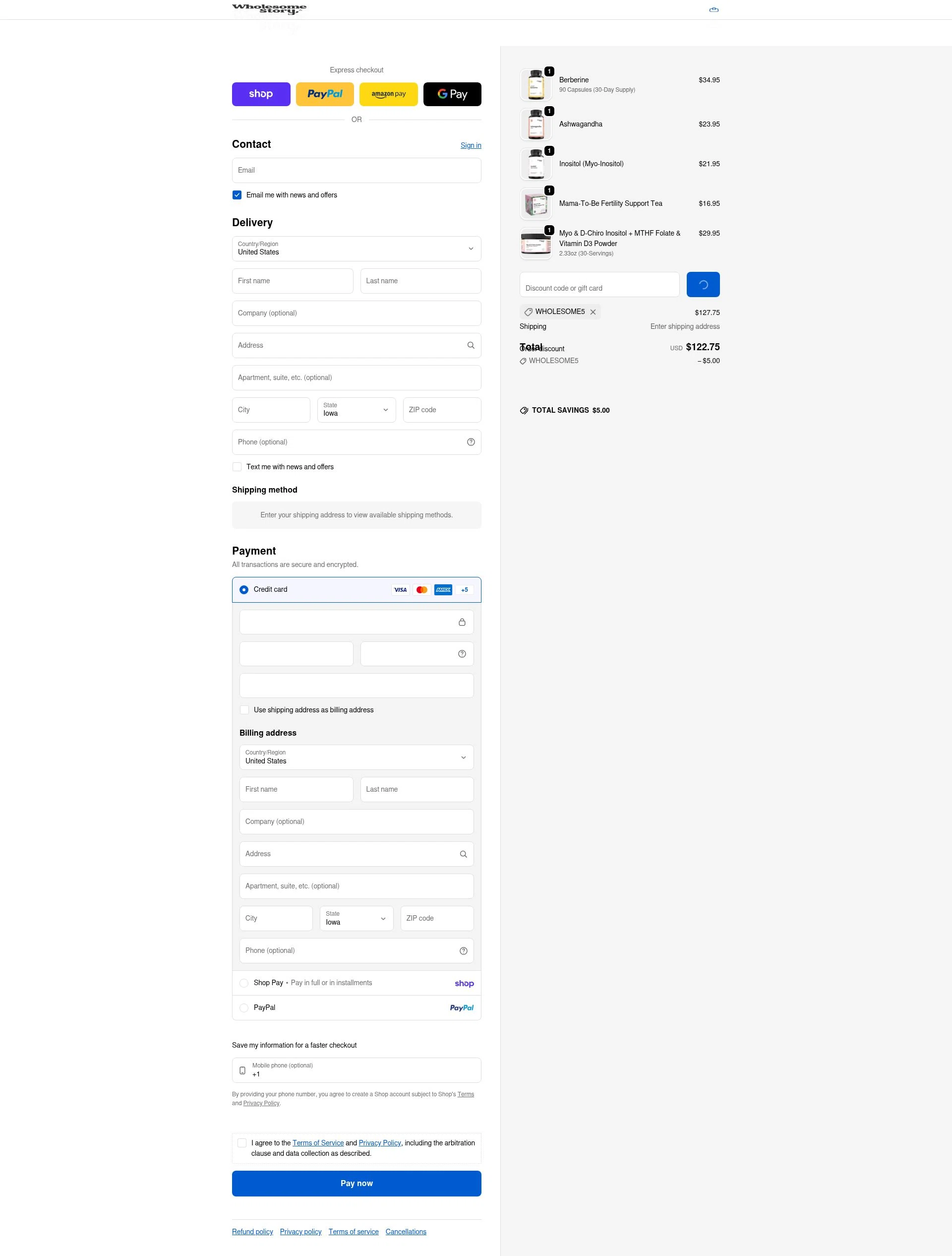 Wholesome Story checkout page showing Wholesome Story discount code box | Screenshot taken by SimplyCodes community member on Feb 10, 2026