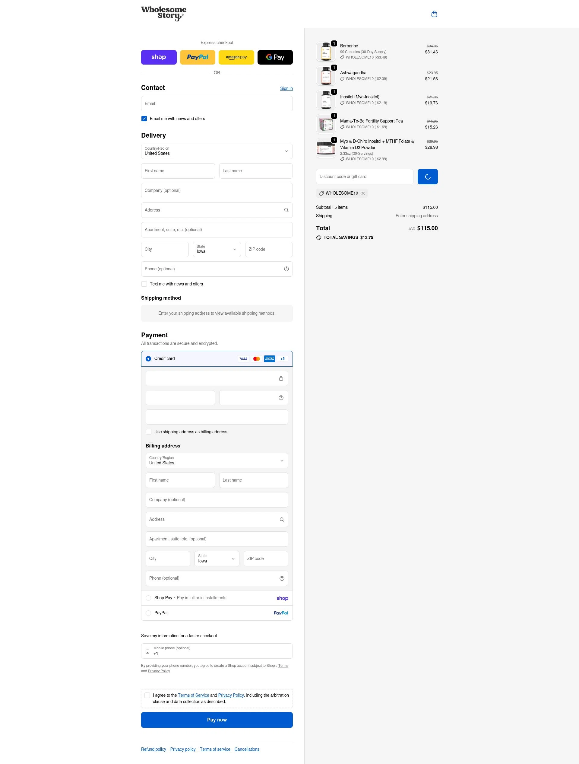 Wholesome Story checkout page showing Wholesome Story discount code box | Screenshot taken by SimplyCodes community member on Feb 6, 2026