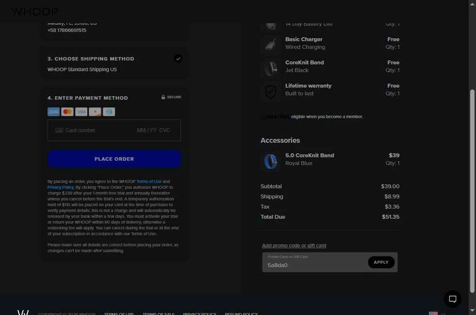Verification screenshot for Save Money Your Subscriptions at Whoop — 23d ago