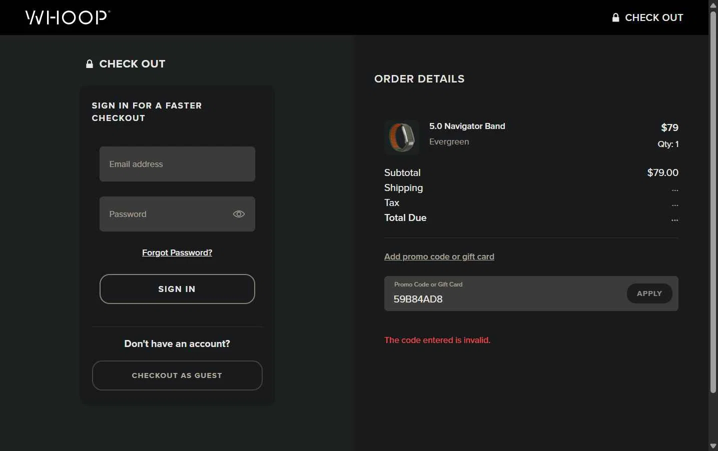 Verification screenshot for Free First Month Storewide at Whoop — 3d ago