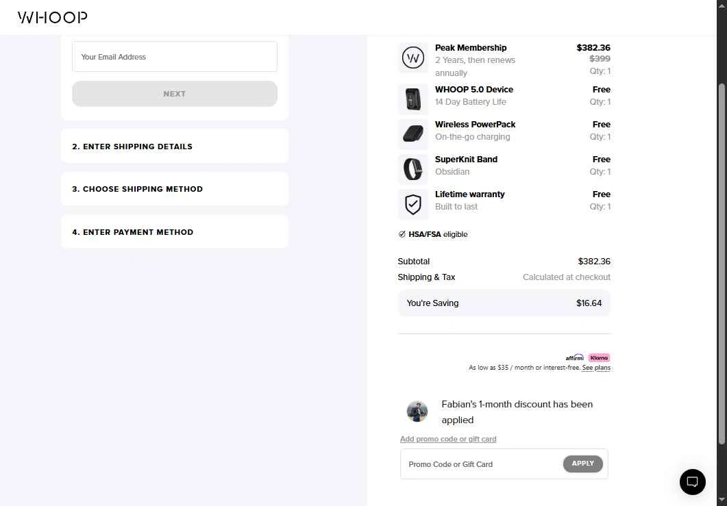 Verification screenshot for Get a Free 1 Month Select Items (referral Offer Code on the Link) at Whoop — 25d ago