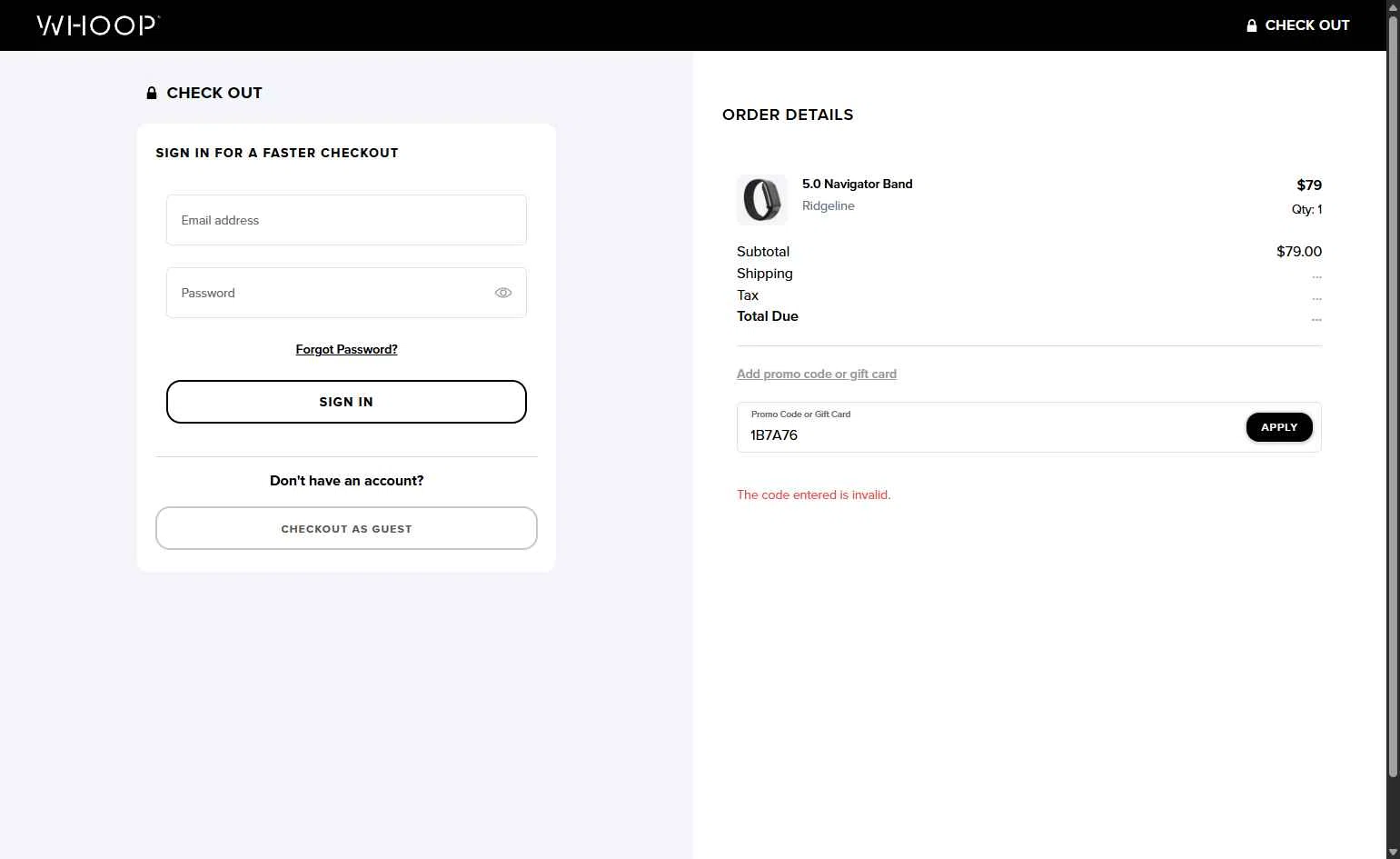 Verification screenshot for Free Gift Select Items at Whoop — 49d ago