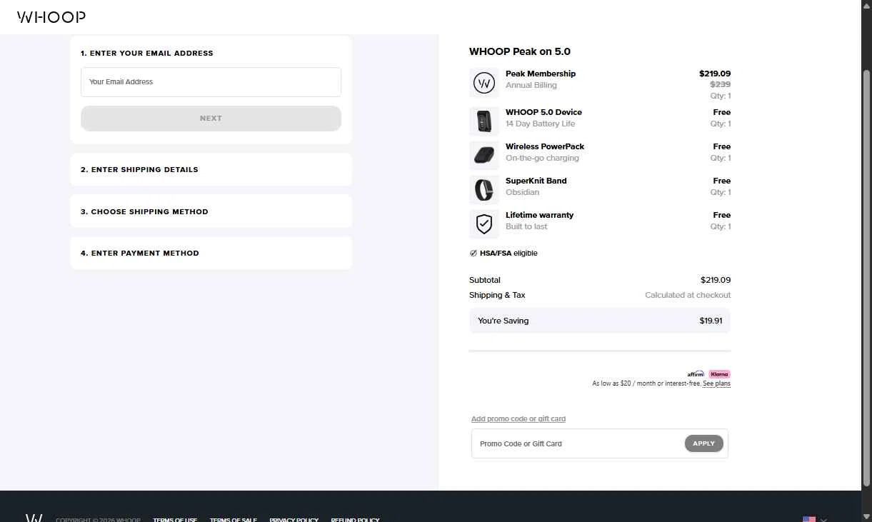 Verification screenshot for Free First Month Storewide at Whoop — 16d ago