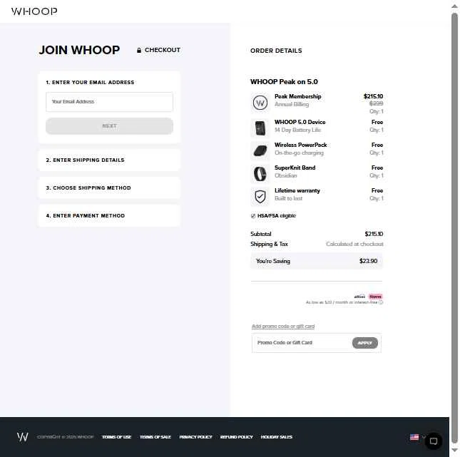 Verification screenshot for One Month Free Select Items at Whoop — 6mo ago