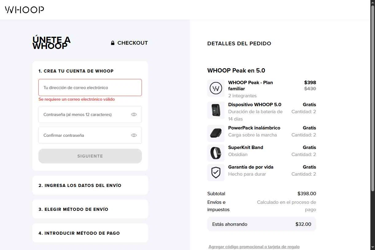 Whoop checkout page showing Whoop discount code box | Screenshot taken by SimplyCodes community member on Dec 27, 2025