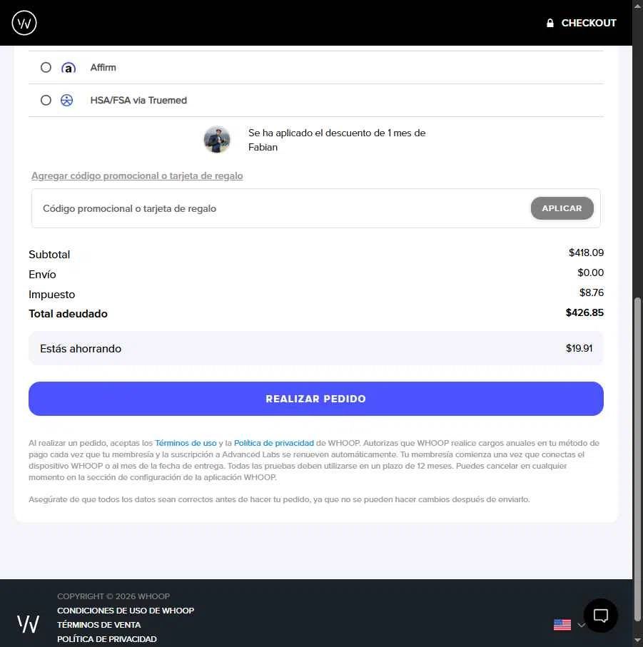 Verification screenshot for Get a Free 1 Month Select Items (referral Offer Code on the Link) at Whoop — 3mo ago