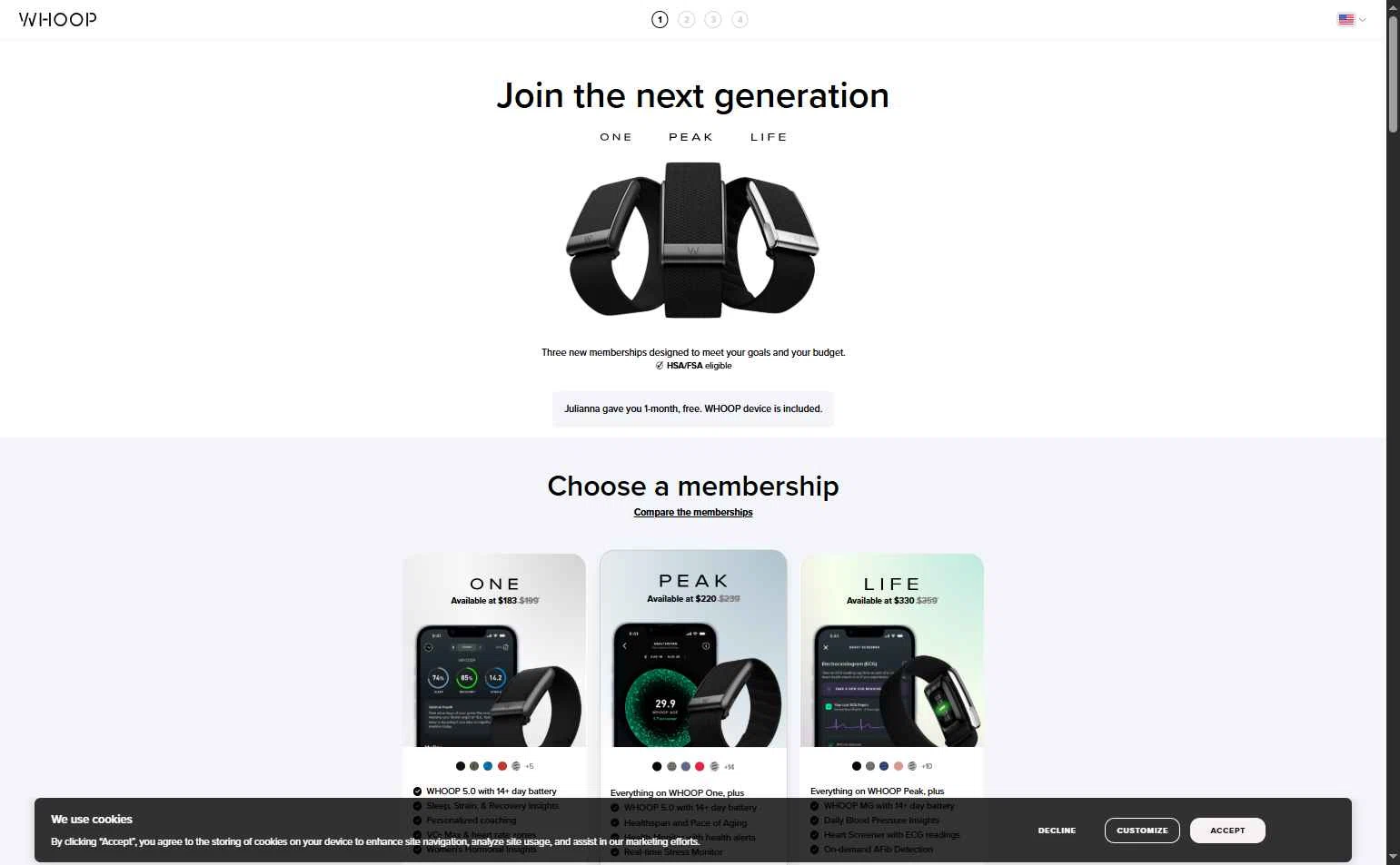 Verification screenshot for One Month Free When You Sign Up at Whoop — 25d ago