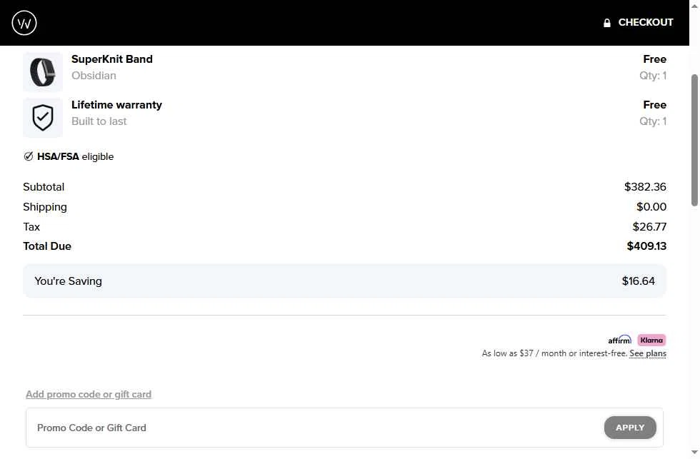 Verification screenshot for One Month Free Select Items at Whoop - 12d ago