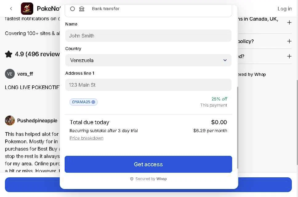 Whop checkout page showing Whop promo code box | Screenshot taken by SimplyCodes community member on Jan 31, 2026