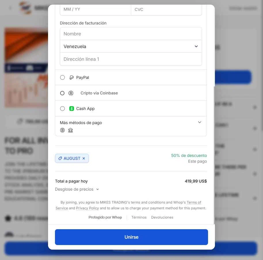 Whop checkout page showing Whop promo code box | Screenshot taken by SimplyCodes community member on Feb 5, 2026
