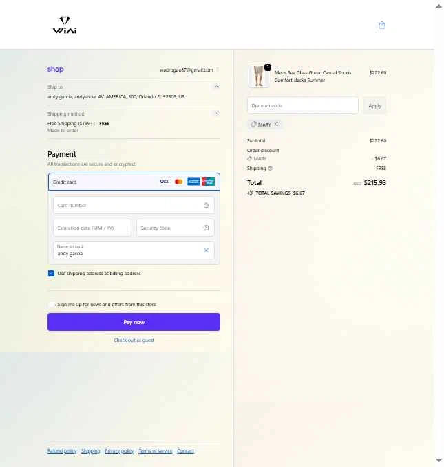 WIAI checkout page showing WIAI promo code box | Screenshot taken by SimplyCodes community member on Jan 21, 2026