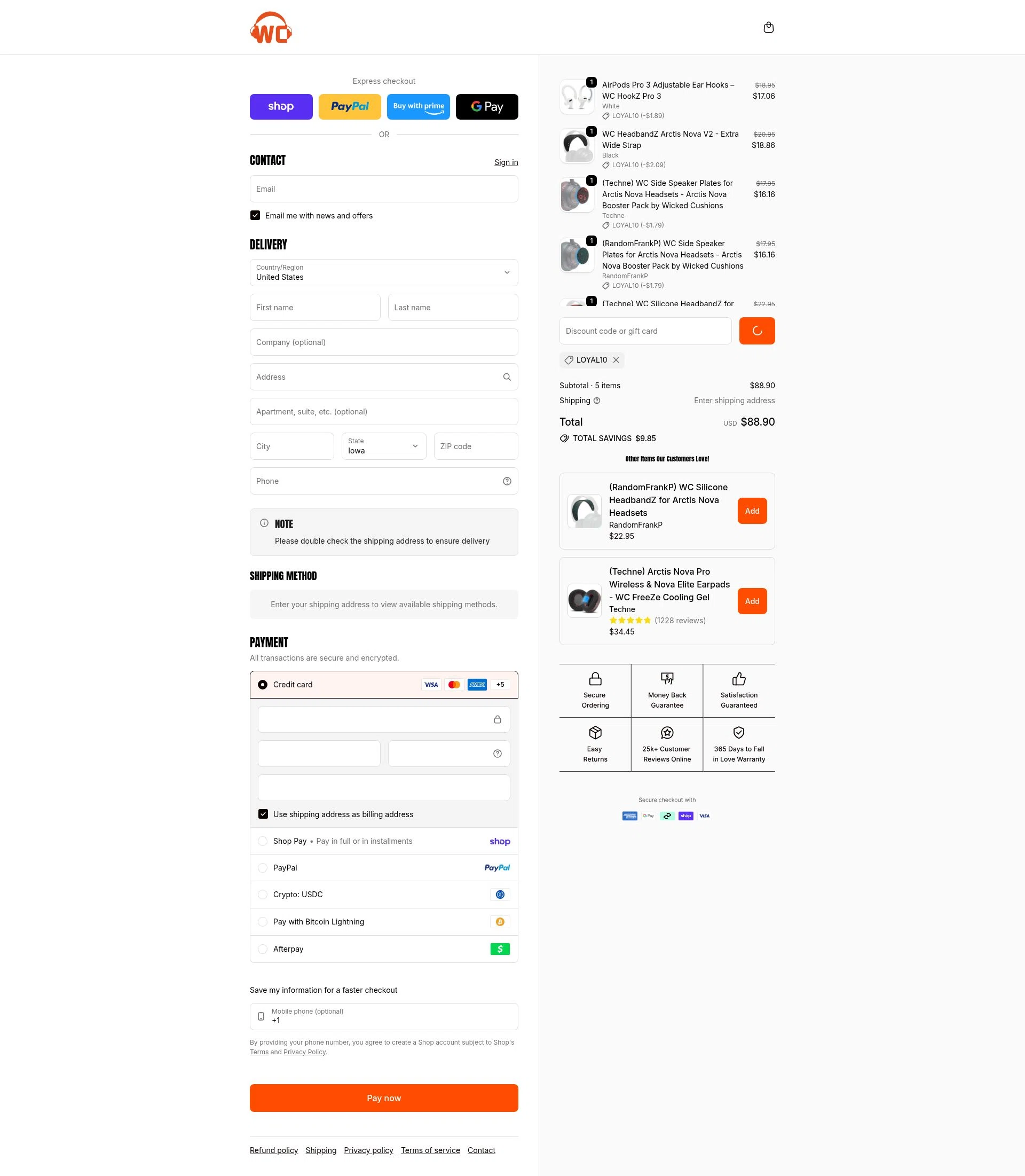 Wicked Cushions checkout page showing Wicked Cushions discount code box | Screenshot taken by SimplyCodes community member on Feb 6, 2026
