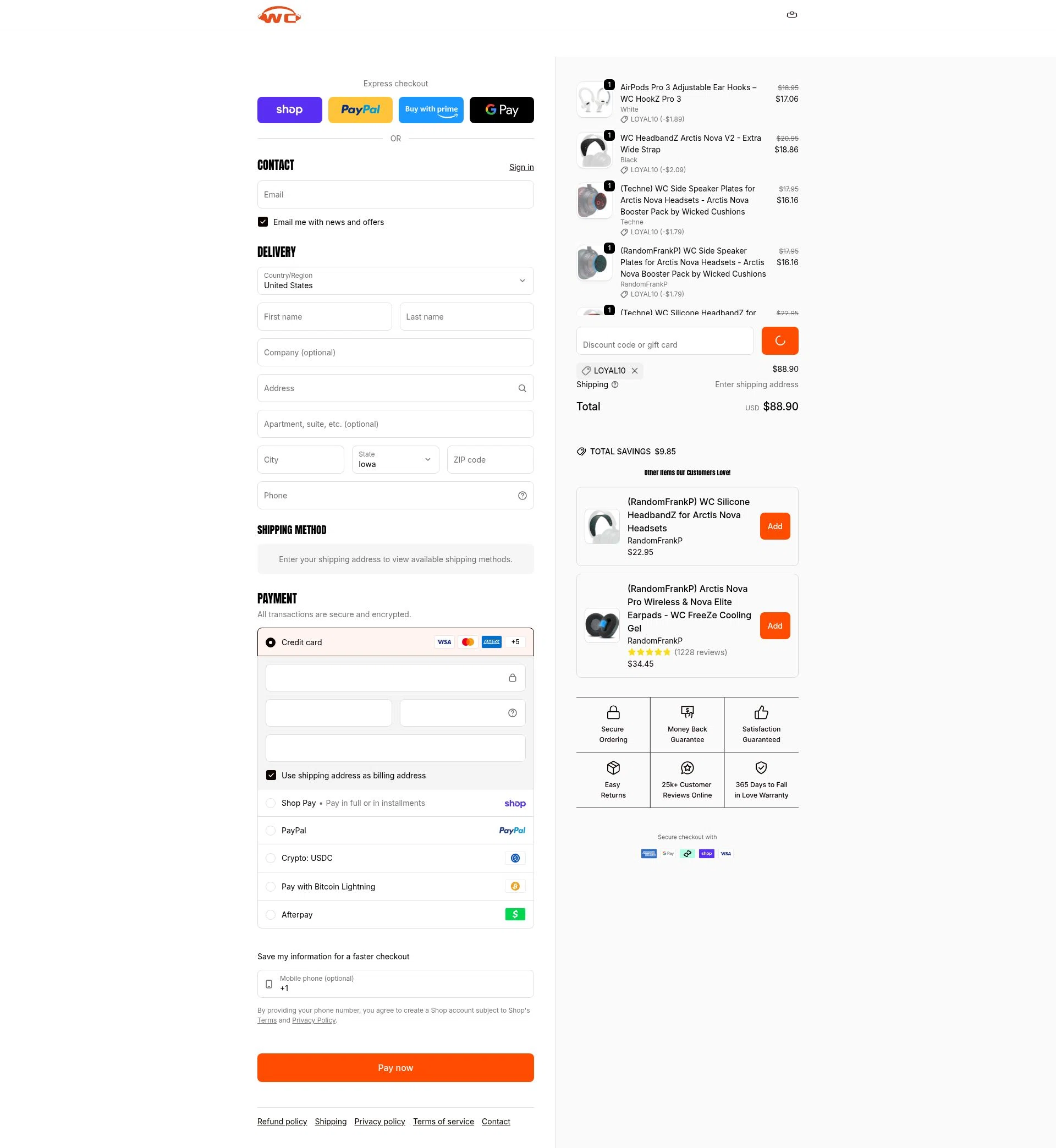 Wicked Cushions checkout page showing Wicked Cushions discount code box | Screenshot taken by SimplyCodes community member on Feb 11, 2026