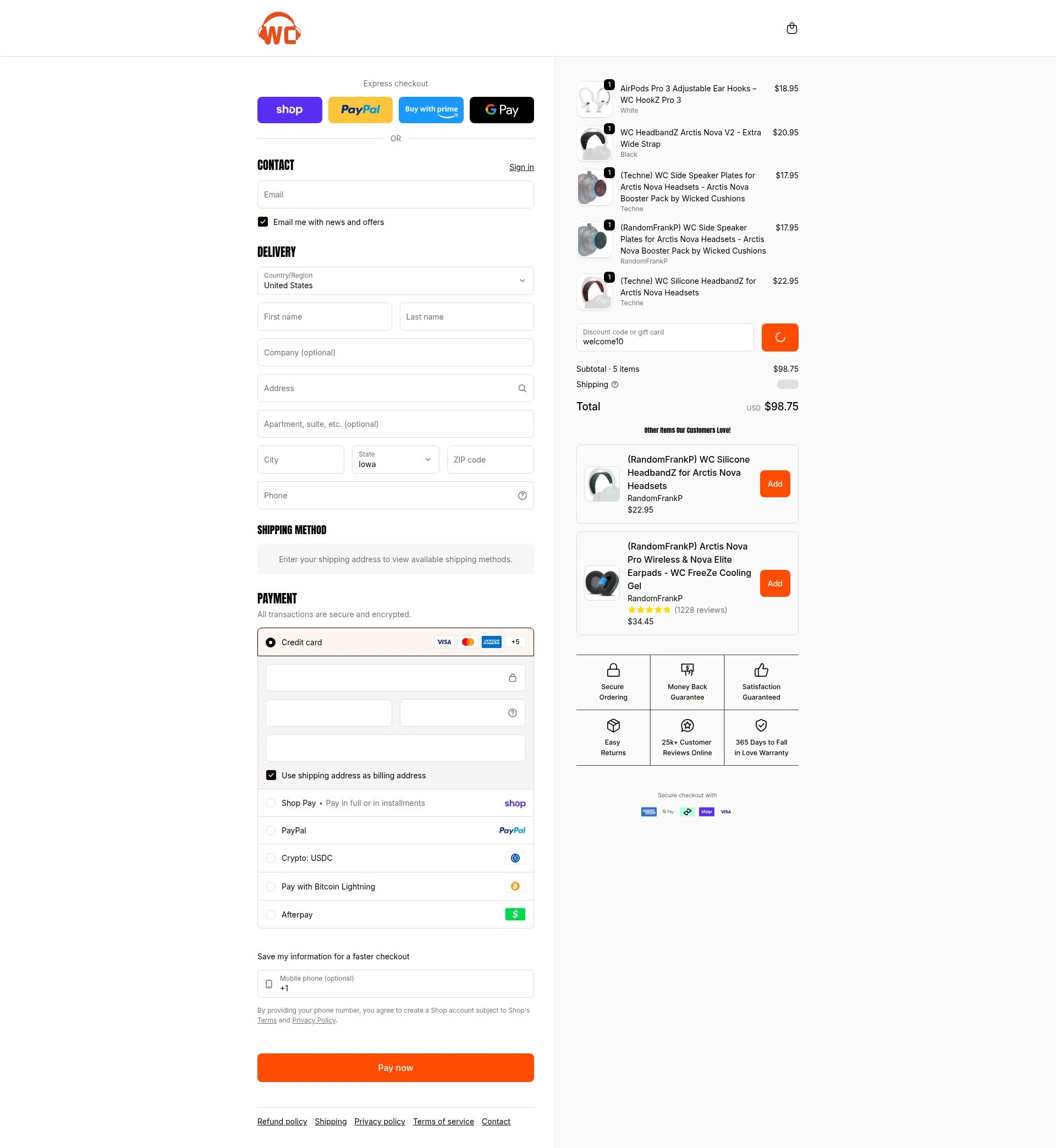 Wicked Cushions checkout page showing Wicked Cushions discount code box | Screenshot taken by SimplyCodes community member on Feb 11, 2026