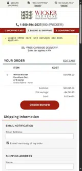 CART coupon verification screenshot