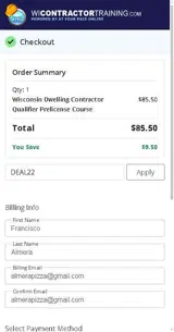 DEAL22 coupon verification screenshot