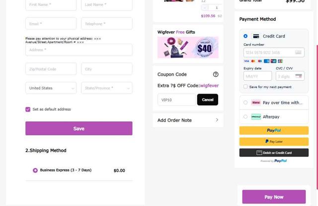 WigFever checkout page showing WigFever coupon code box | Screenshot taken by SimplyCodes community member on Jul 1, 2025