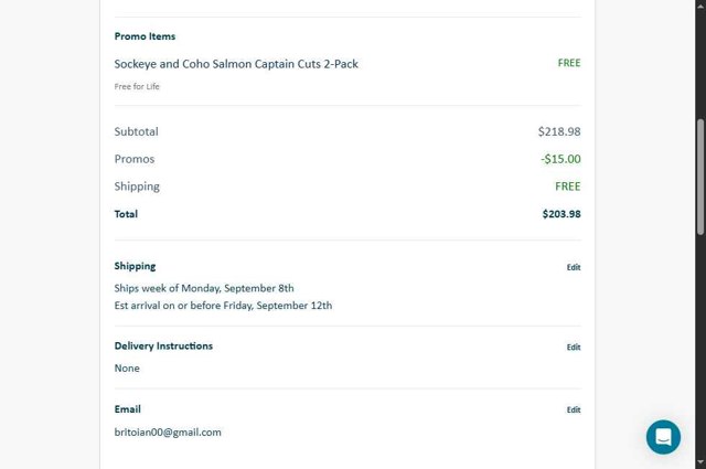 Wild Alaskan Company checkout page showing Wild Alaskan Company promo code box | Screenshot taken by SimplyCodes community member on Sep 5, 2025