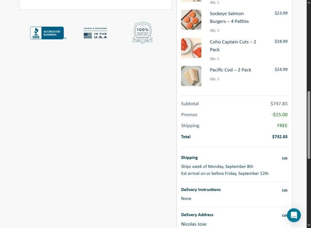 Wild Alaskan Company checkout page showing Wild Alaskan Company promo code box | Screenshot taken by SimplyCodes community member on Sep 5, 2025