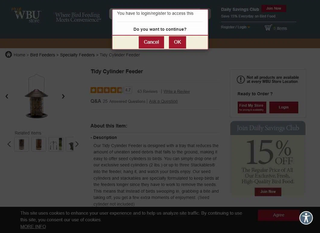 Wild Birds Unlimited checkout page showing Wild Birds Unlimited promo code box | Screenshot taken by SimplyCodes community member on Jan 3, 2026