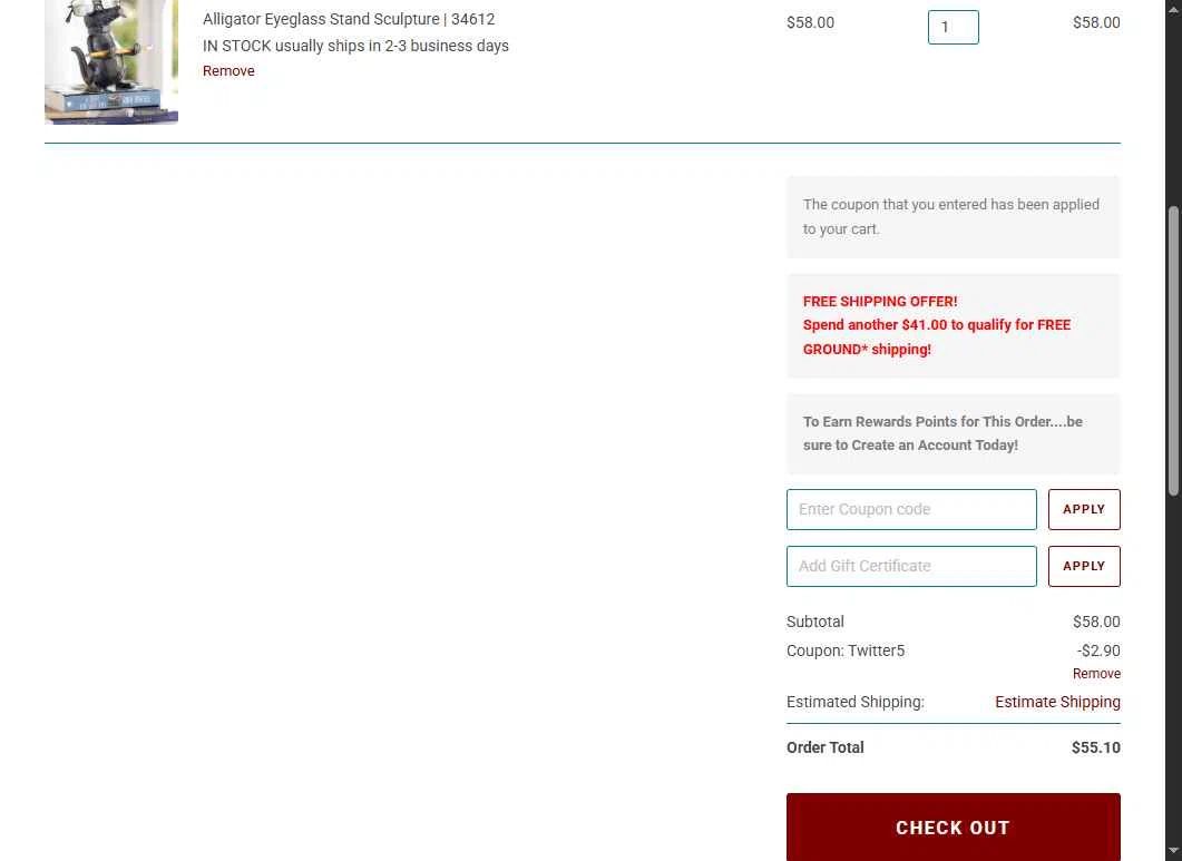 Wildlife Wonders checkout page showing Wildlife Wonders coupon code box | Screenshot taken by SimplyCodes community member on May 18, 2025