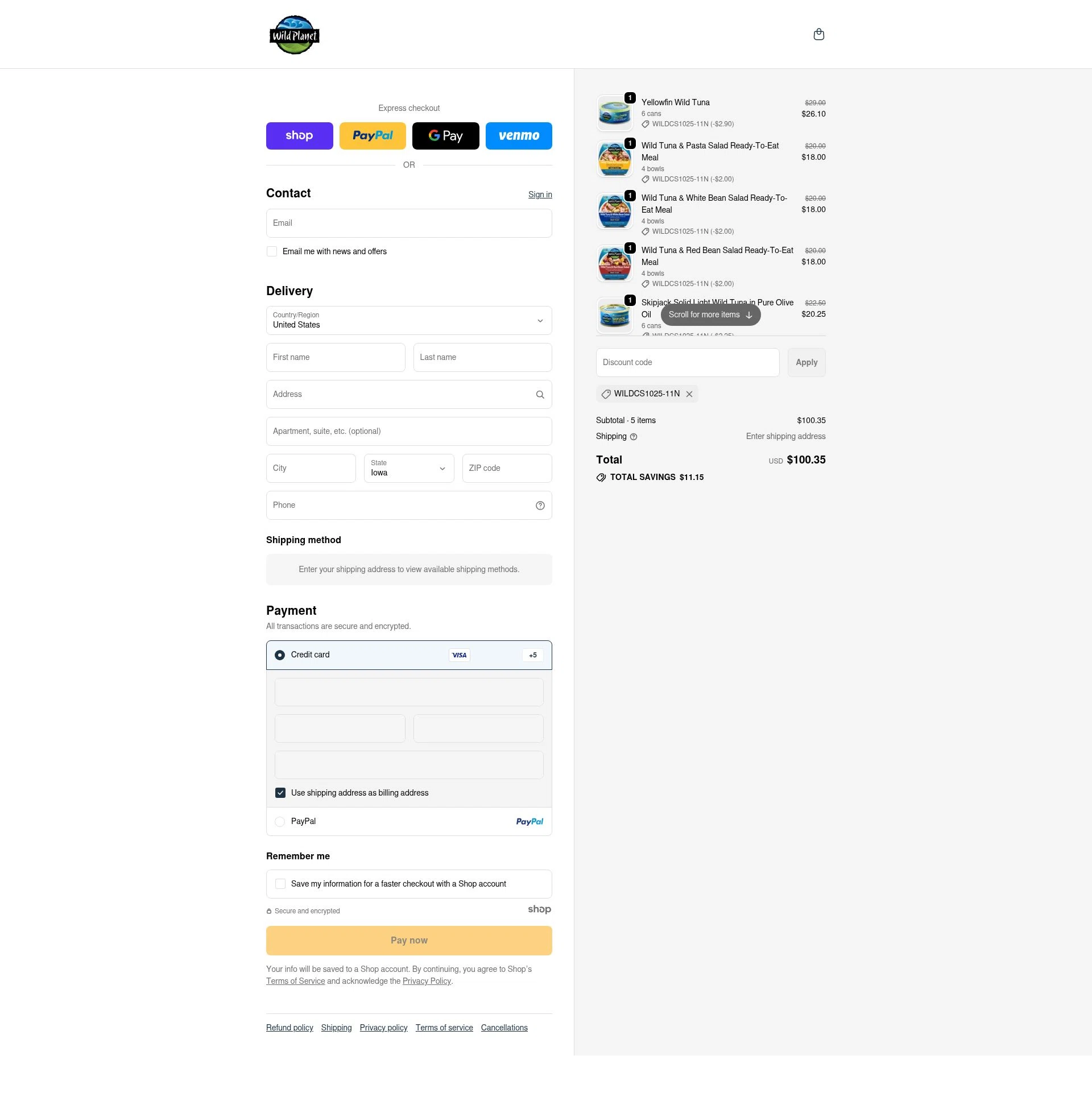 Wild Planet checkout page showing Wild Planet discount code box | Screenshot taken by SimplyCodes community member on Nov 9, 2025