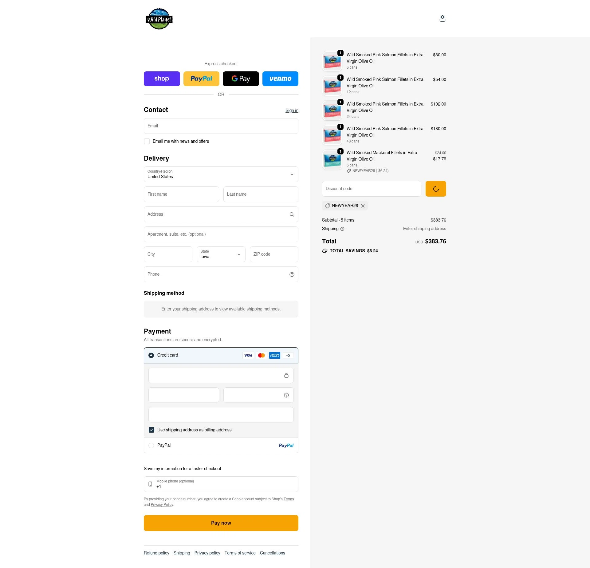 Wild Planet checkout page showing Wild Planet discount code box | Screenshot taken by SimplyCodes community member on Jan 8, 2026