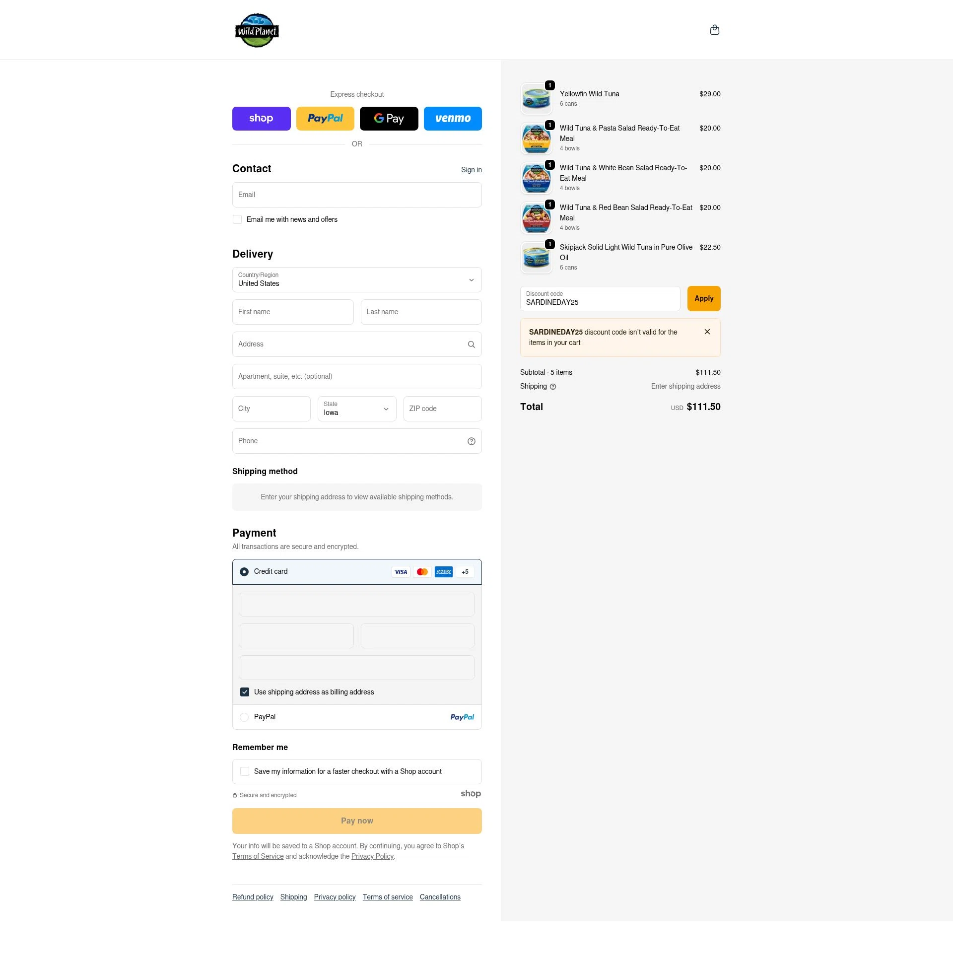Wild Planet checkout page showing Wild Planet discount code box | Screenshot taken by SimplyCodes community member on Nov 20, 2025