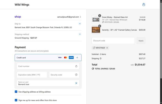 Wild Wings checkout page showing Wild Wings promo code box | Screenshot taken by SimplyCodes community member on Sep 12, 2025