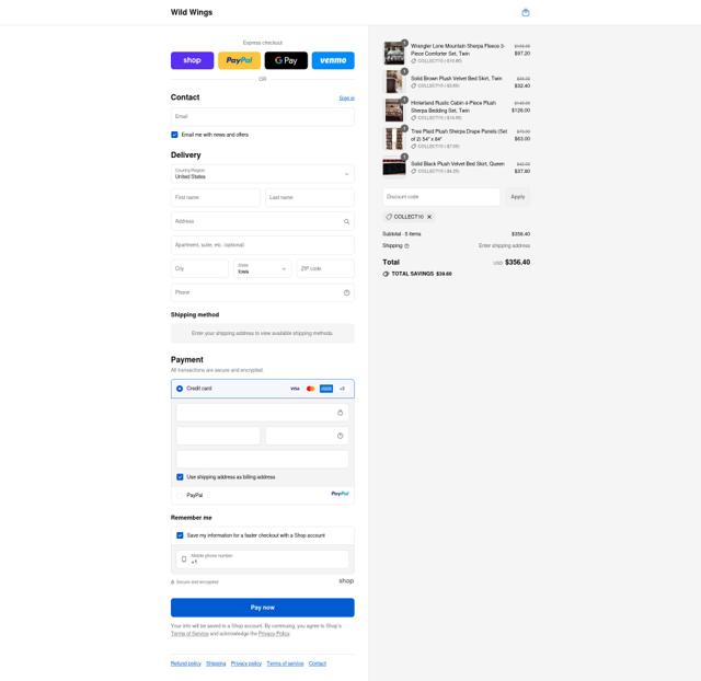 Wild Wings checkout page showing Wild Wings promo code box | Screenshot taken by SimplyCodes community member on Sep 12, 2025