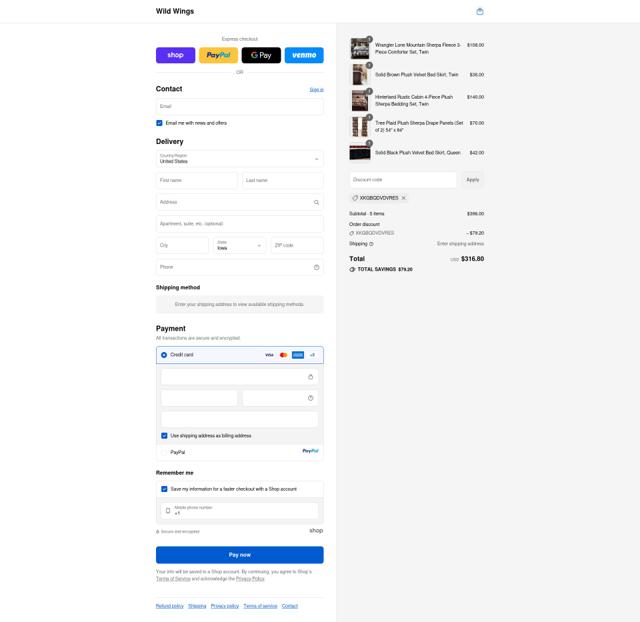 Wild Wings checkout page showing Wild Wings promo code box | Screenshot taken by SimplyCodes community member on Sep 12, 2025