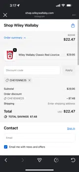 Wiley Wallaby coupon verification screenshot