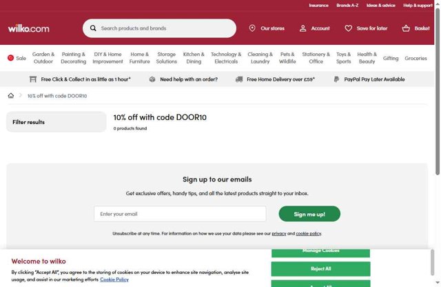Wilko checkout page showing Wilko promo code box | Screenshot taken by SimplyCodes community member on Jul 16, 2025