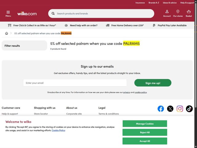 Wilko checkout page showing Wilko promo code box | Screenshot taken by SimplyCodes community member on Jul 29, 2025
