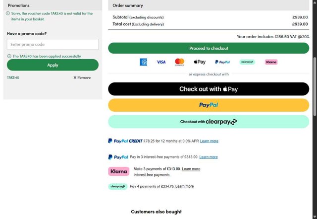 Wilko checkout page showing Wilko promo code box | Screenshot taken by SimplyCodes community member on Jul 15, 2025